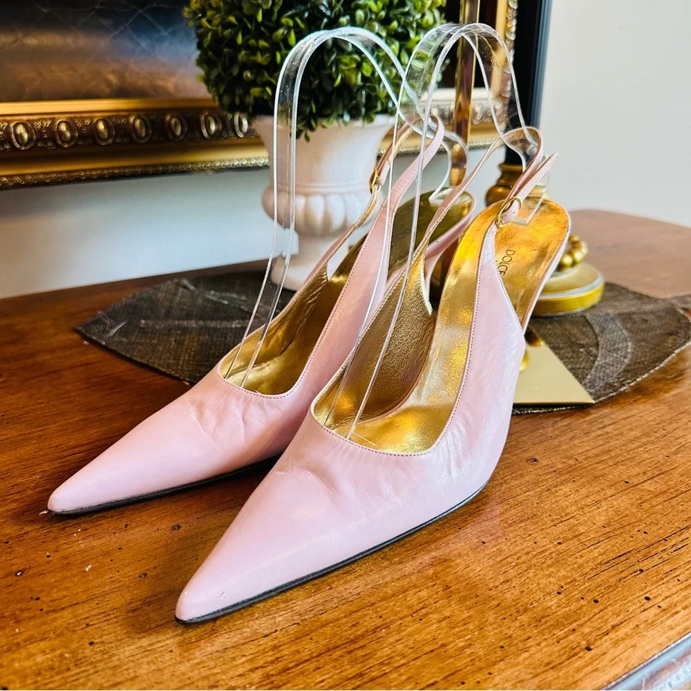 Dolce & Gabbana Pink Calfskin Slingback Stilettos Size 39.5 Italy